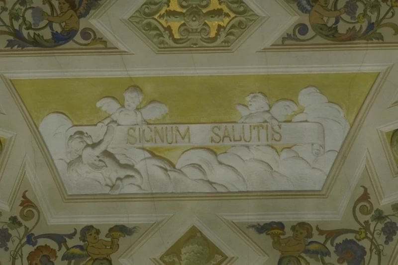 Pietro - Dipinto murale con l'iscrizione Signum Salutis
